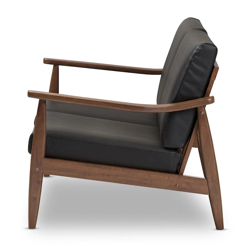 Divanetto Mid-Century Modern con Cuscini Sfoderabili Marrone e Nero
