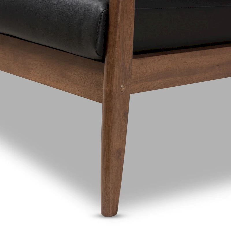 Divanetto Mid-Century Modern con Cuscini Sfoderabili Marrone e Nero
