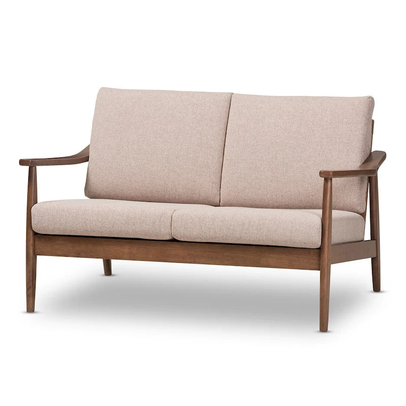 Divanetto Mid-Century Modern con Cuscini Sfoderabili Marrone e Nero