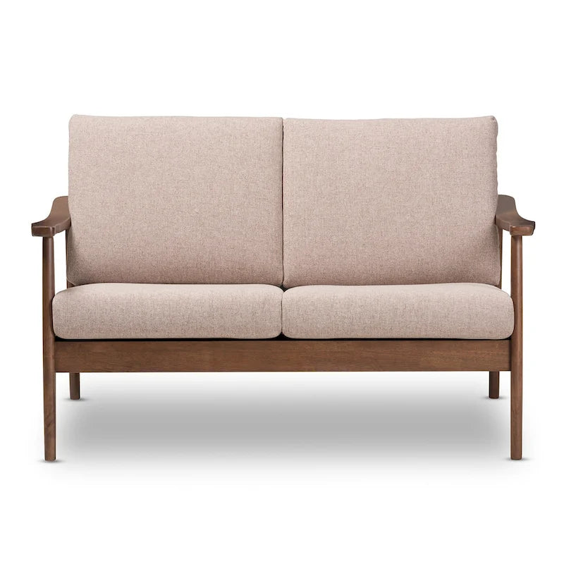 Divanetto Mid-Century Modern con Cuscini Sfoderabili Marrone e Nero