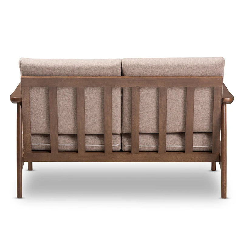 Divanetto Mid-Century Modern con Cuscini Sfoderabili Marrone e Nero