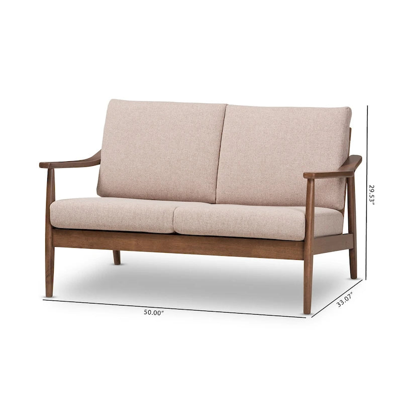 Divanetto Mid-Century Modern con Cuscini Sfoderabili Marrone e Nero