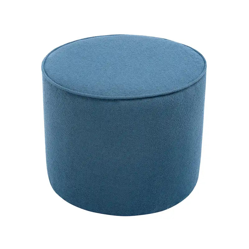 Tavolino/Pouf Ottomano Rotondo Rivestito in Bouclé in Colori Classici