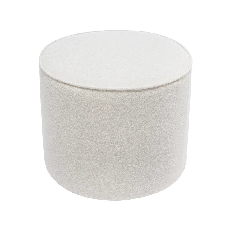 Tavolino/Pouf Ottomano Rotondo Rivestito in Bouclé in Colori Classici