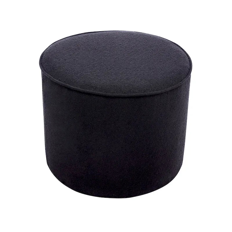 Tavolino/Pouf Ottomano Rotondo Rivestito in Bouclé in Colori Classici