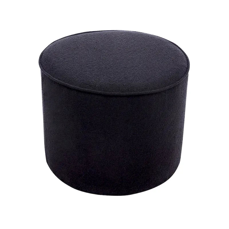 Tavolino/Pouf Ottomano Rotondo Rivestito in Bouclé in Colori Classici