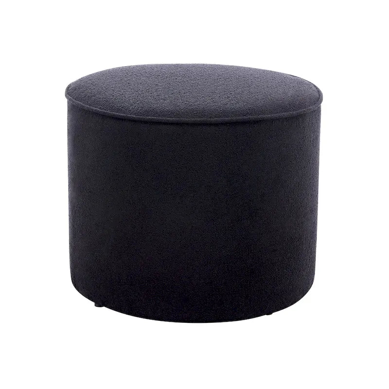 Tavolino/Pouf Ottomano Rotondo Rivestito in Bouclé in Colori Classici