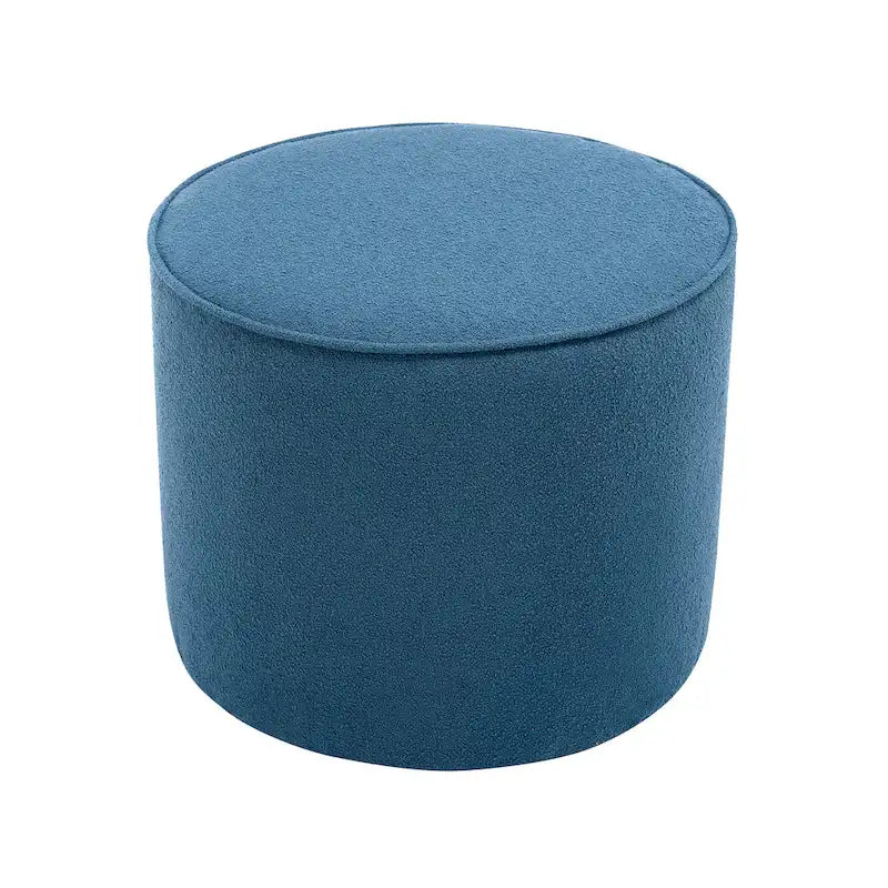 Tavolino/Pouf Ottomano Rotondo Rivestito in Bouclé in Colori Classici