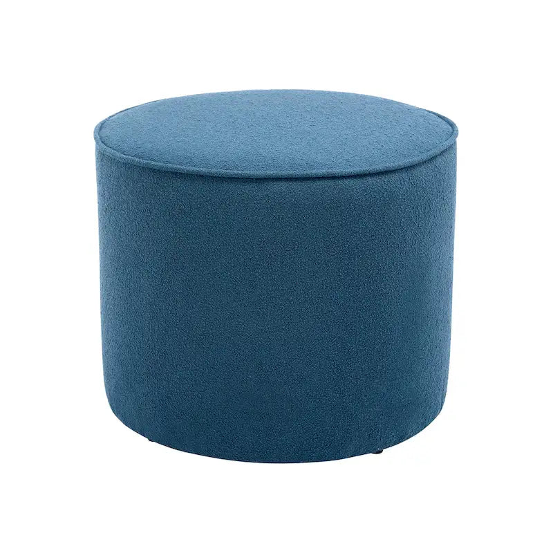 Tavolino/Pouf Ottomano Rotondo Rivestito in Bouclé in Colori Classici