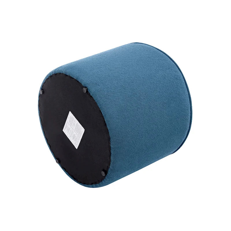 Tavolino/Pouf Ottomano Rotondo Rivestito in Bouclé in Colori Classici