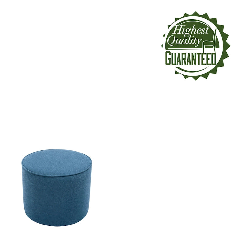 Tavolino/Pouf Ottomano Rotondo Rivestito in Bouclé in Colori Classici