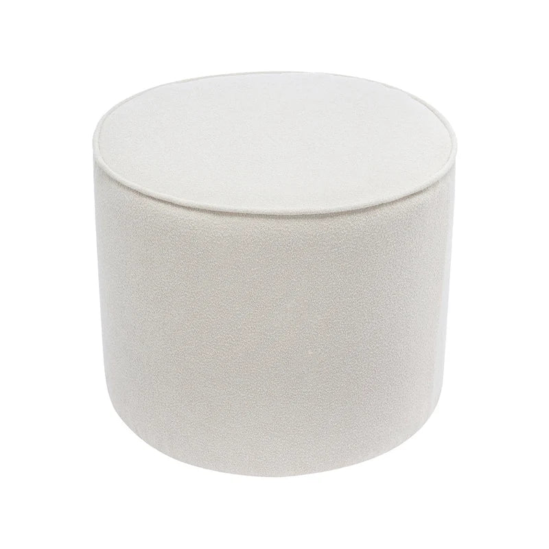 Tavolino/Pouf Ottomano Rotondo Rivestito in Bouclé in Colori Classici