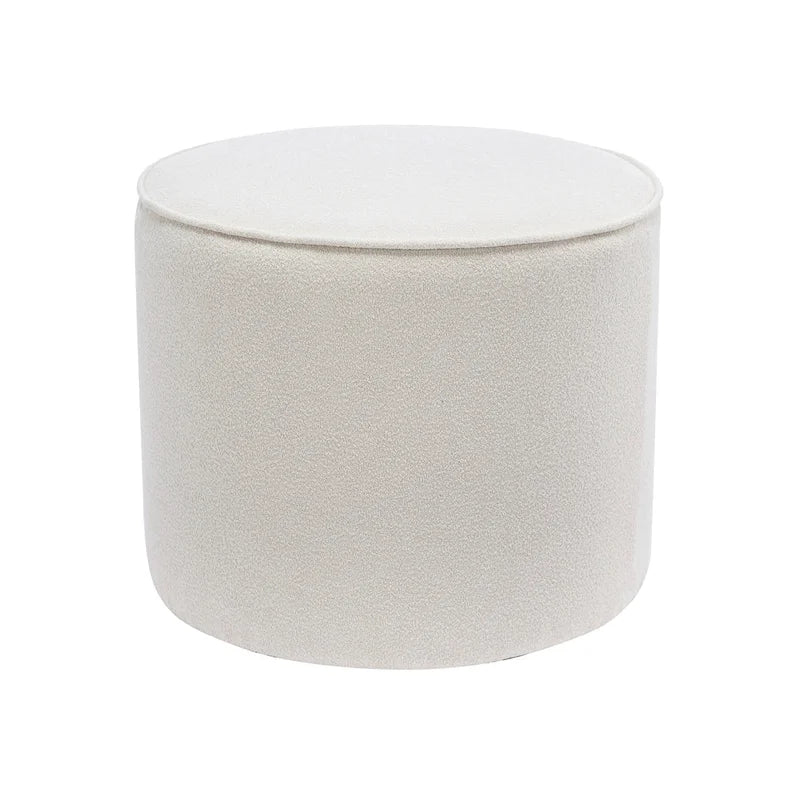 Tavolino/Pouf Ottomano Rotondo Rivestito in Bouclé in Colori Classici