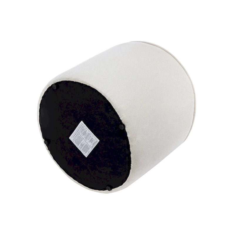 Tavolino/Pouf Ottomano Rotondo Rivestito in Bouclé in Colori Classici