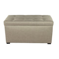 Baule/Panca Contenitore Beige, Imbottito con 8 Bottoni