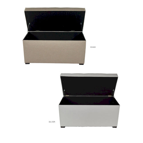 Baule/Panca Contenitore Beige, Imbottito con 8 Bottoni