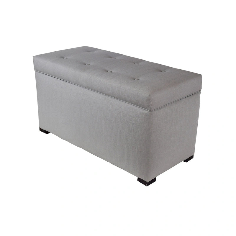 Baule/Panca Contenitore Beige, Imbottito con 8 Bottoni