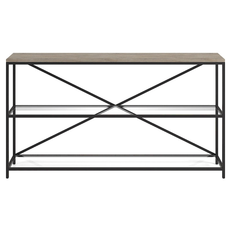 Console con ripiani in vetro temperato a X, moderna, 55 pollici