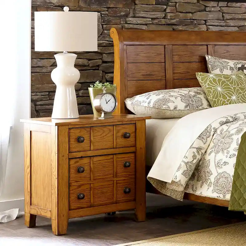 Comodino Rustico "Grandpa's Cabin" per Camera da Letto - Sandstone o Rovere Anticato