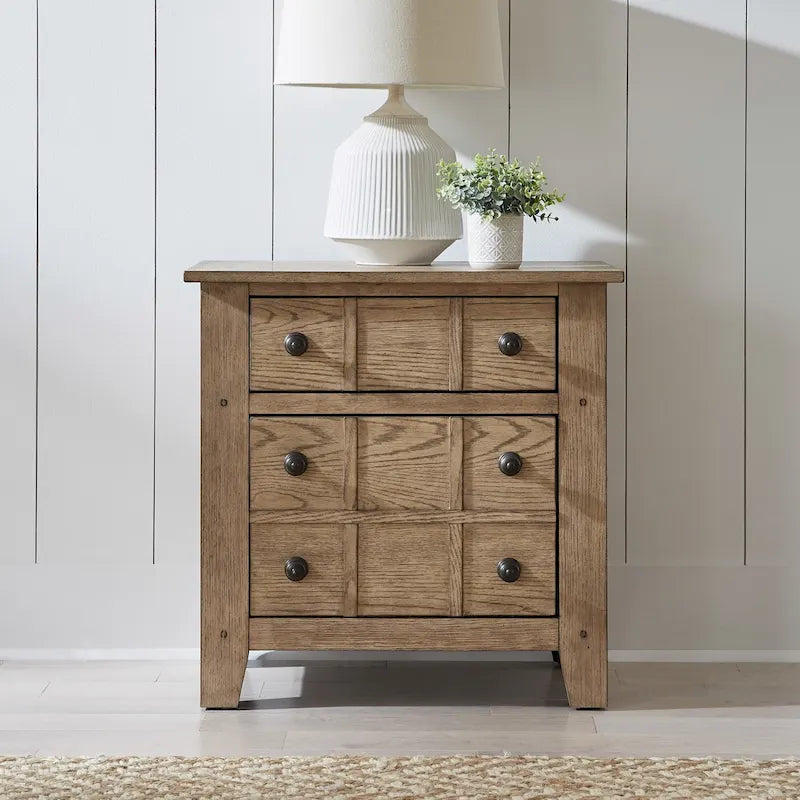 Comodino Rustico "Grandpa's Cabin" per Camera da Letto - Sandstone o Rovere Anticato