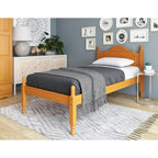 Letto a piattaforma con testiera a pannello in legno massello al 100% Reston, dimensioni Twin