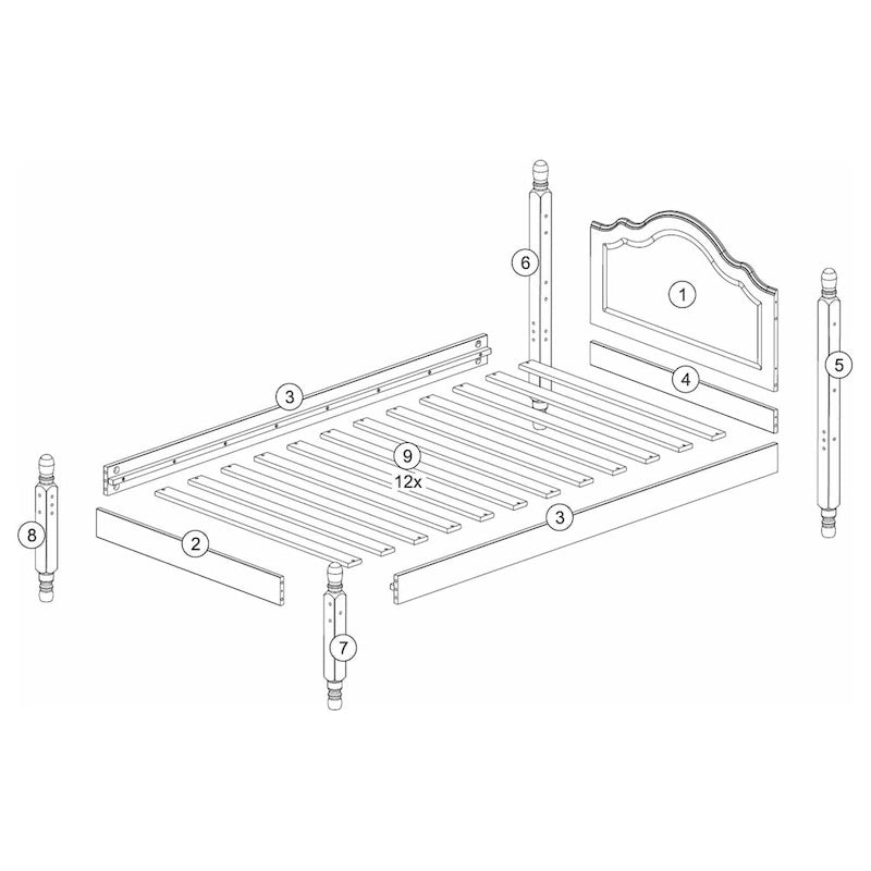 Letto a piattaforma con testiera a pannello in legno massello al 100% Reston, dimensioni Twin