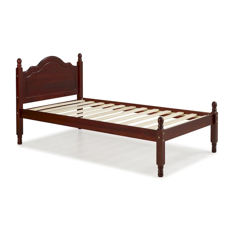 Letto a piattaforma con testiera a pannello in legno massello al 100% Reston, dimensioni Twin