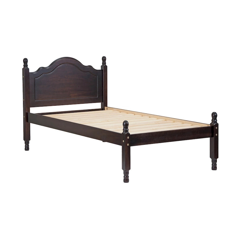 Letto a piattaforma con testiera a pannello in legno massello al 100% Reston, dimensioni Twin