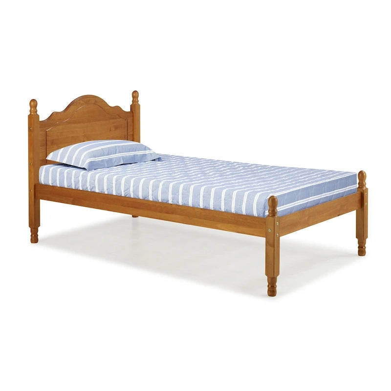 Letto a piattaforma con testiera a pannello in legno massello al 100% Reston, dimensioni Twin