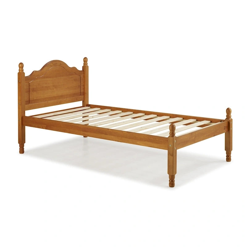 Letto a piattaforma con testiera a pannello in legno massello al 100% Reston, dimensioni Twin