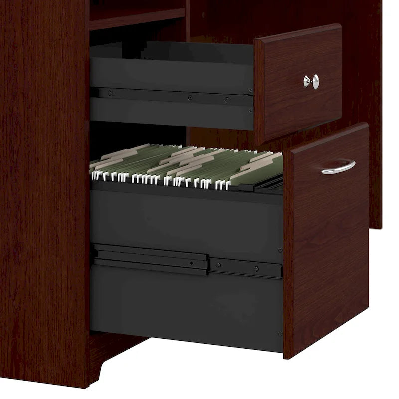 Scrivania in legno di ciliegio per computer con cassetto portadocumenti e scomparto portaoggetti