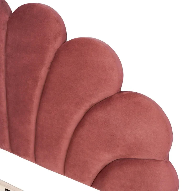 Letto a piattaforma imbottito matrimoniale con testiera a fiori