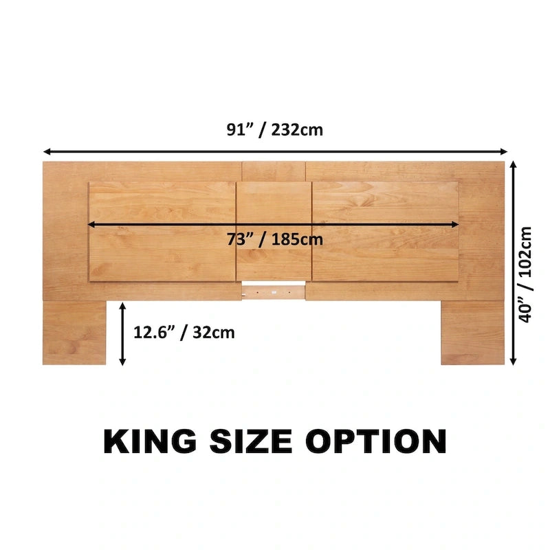 Testiera a pannello piatto a muro bianco sporco / rovere / caramello, adatta per letto king size / queen size / full size, installazione da 1 persona
