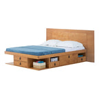 Testiera a pannello piatto a muro bianco sporco / rovere / caramello, adatta per letto king size / queen size / full size, installazione da 1 persona