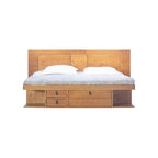Testiera a pannello piatto a muro bianco sporco / rovere / caramello, adatta per letto king size / queen size / full size, installazione da 1 persona