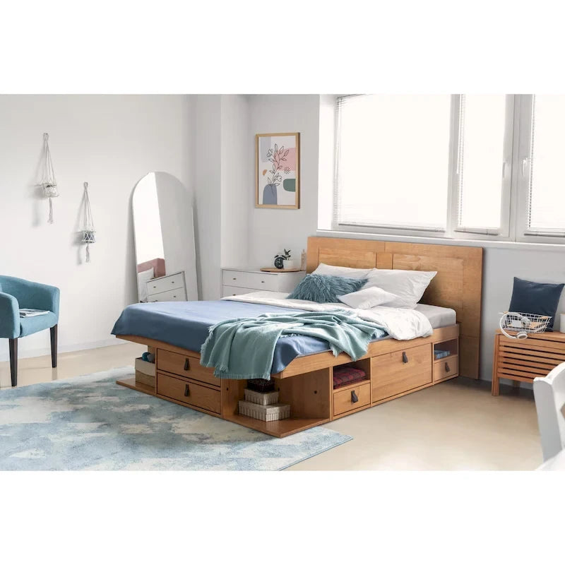Testiera a pannello piatto a muro bianco sporco / rovere / caramello, adatta per letto king size / queen size / full size, installazione da 1 persona