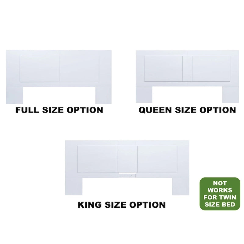 Testiera a pannello piatto a muro bianco sporco / rovere / caramello, adatta per letto king size / queen size / full size, installazione da 1 persona