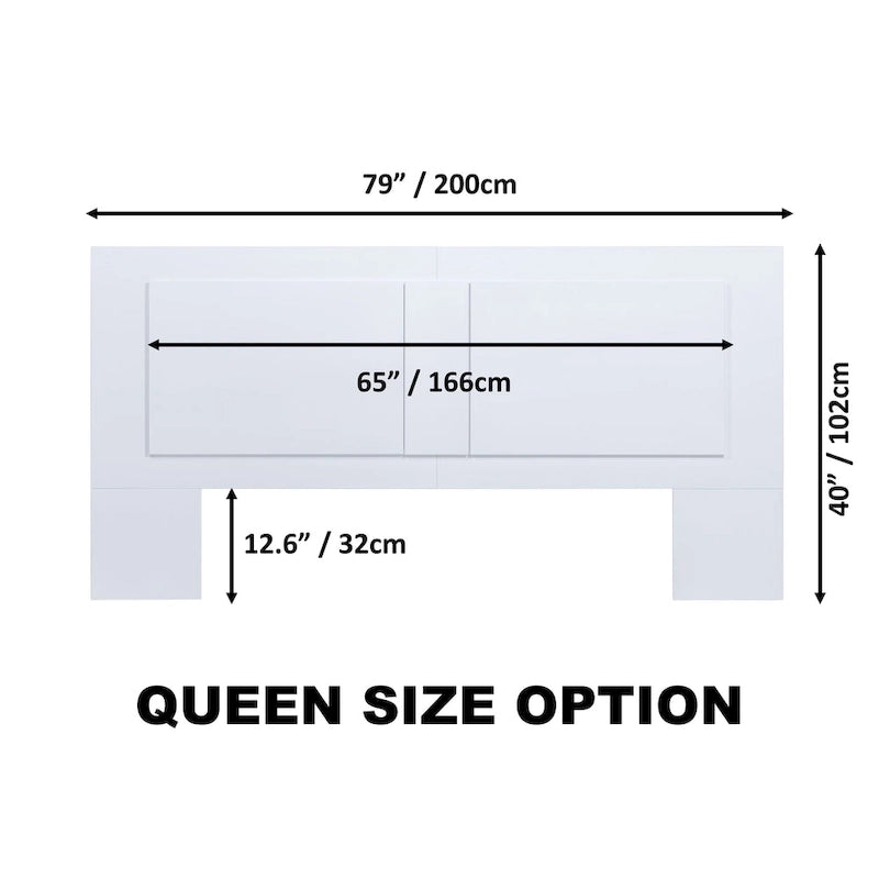 Testiera a pannello piatto a muro bianco sporco / rovere / caramello, adatta per letto king size / queen size / full size, installazione da 1 persona