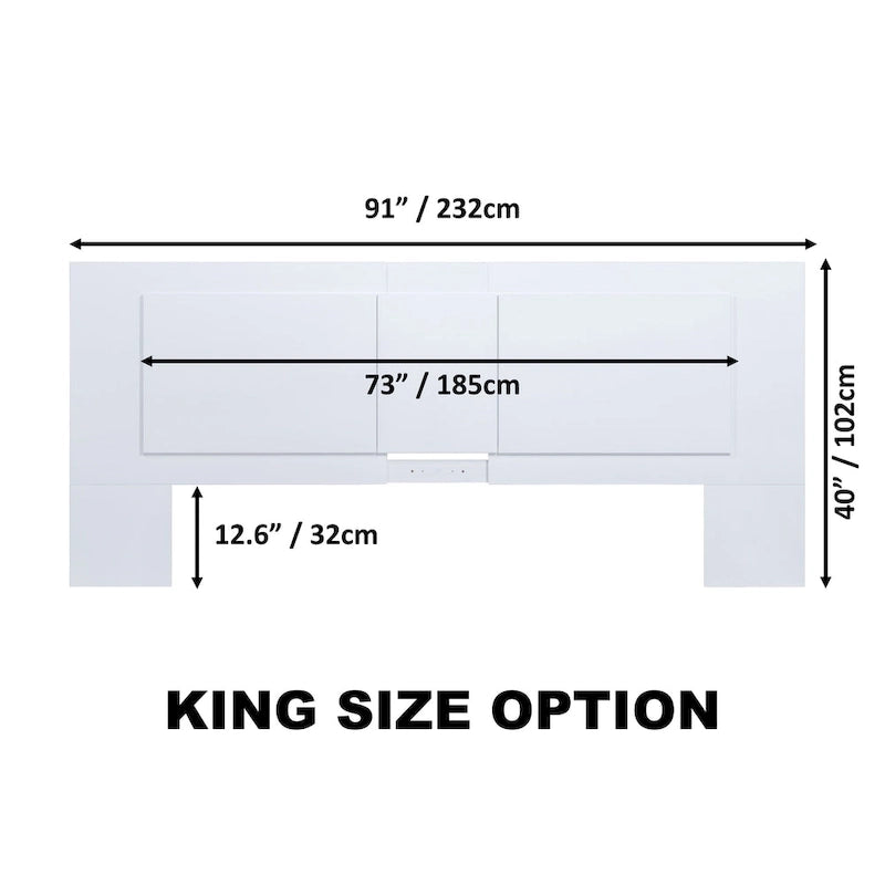 Testiera a pannello piatto a muro bianco sporco / rovere / caramello, adatta per letto king size / queen size / full size, installazione da 1 persona