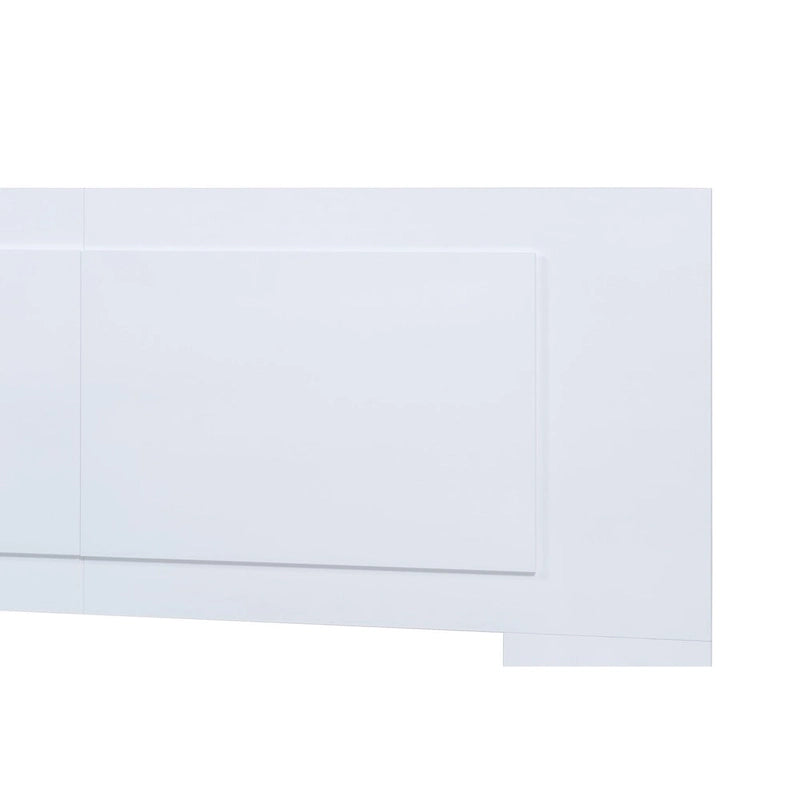 Testiera a pannello piatto a muro bianco sporco / rovere / caramello, adatta per letto king size / queen size / full size, installazione da 1 persona