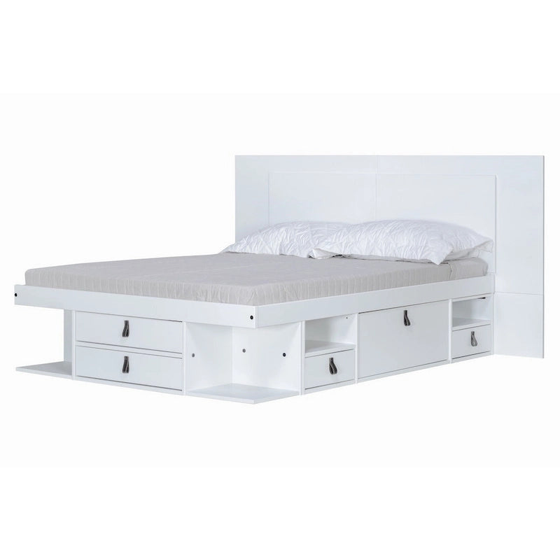 Testiera a pannello piatto a muro bianco sporco / rovere / caramello, adatta per letto king size / queen size / full size, installazione da 1 persona