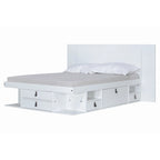Testiera a pannello piatto a muro bianco sporco / rovere / caramello, adatta per letto king size / queen size / full size, installazione da 1 persona