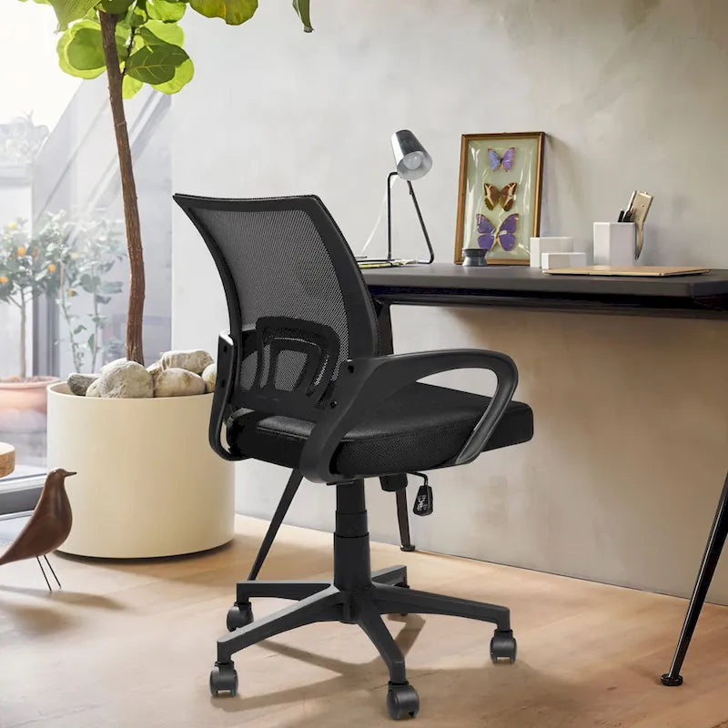 Sedia da scrivania ergonomica in rete con braccioli, girevole, regolabile per ufficio
