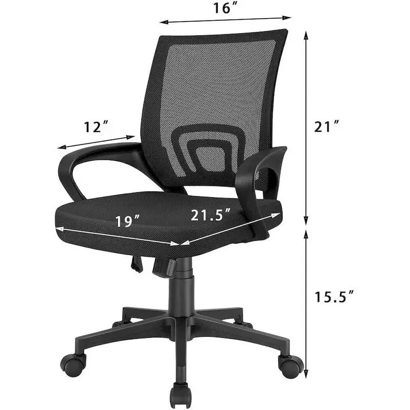 Sedia da scrivania ergonomica in rete con braccioli, girevole, regolabile per ufficio