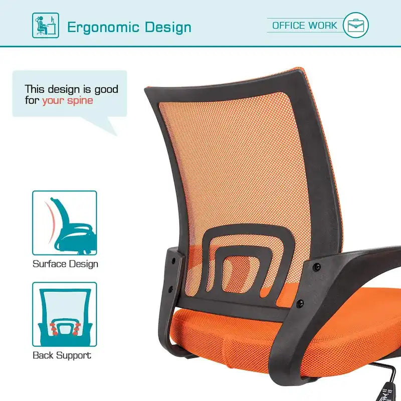 Sedia da scrivania ergonomica in rete con braccioli, girevole, regolabile per ufficio