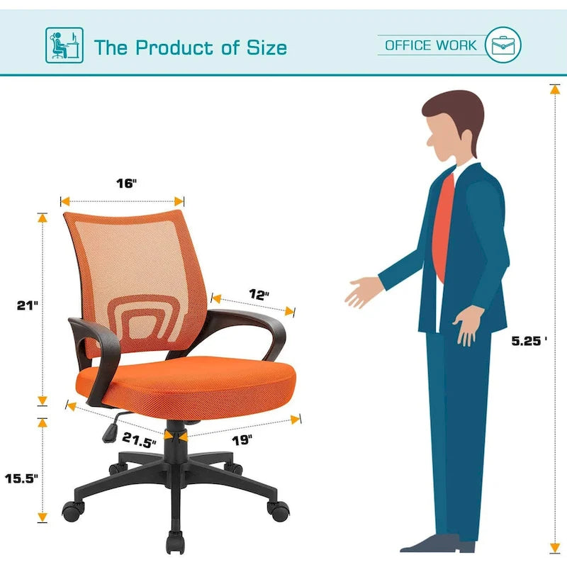 Sedia da scrivania ergonomica in rete con braccioli, girevole, regolabile per ufficio