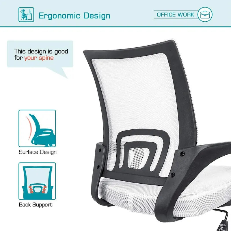 Sedia da scrivania ergonomica in rete con braccioli, girevole, regolabile per ufficio