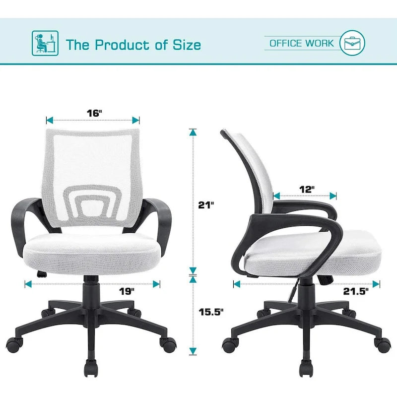 Sedia da scrivania ergonomica in rete con braccioli, girevole, regolabile per ufficio