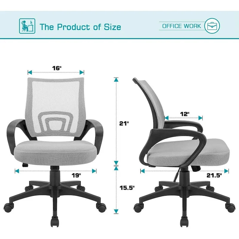 Sedia da scrivania ergonomica in rete con braccioli, girevole, regolabile per ufficio