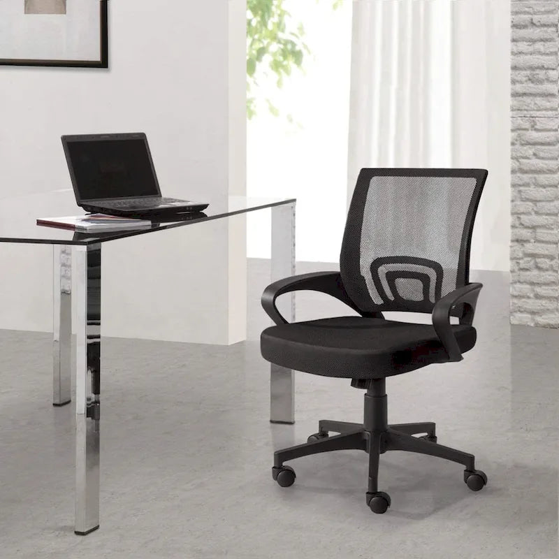 Sedia da scrivania ergonomica in rete con braccioli, girevole, regolabile per ufficio